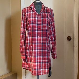 NWT Joe's Jeans The Shirt Plaid Ruby Cotton Shirt Dress Tunic L/S Pockets LARGE